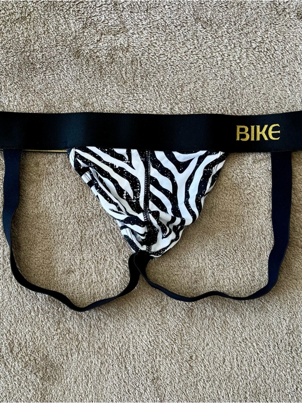 BIKE Men’s Zebra Print Jockbrief — Black & White